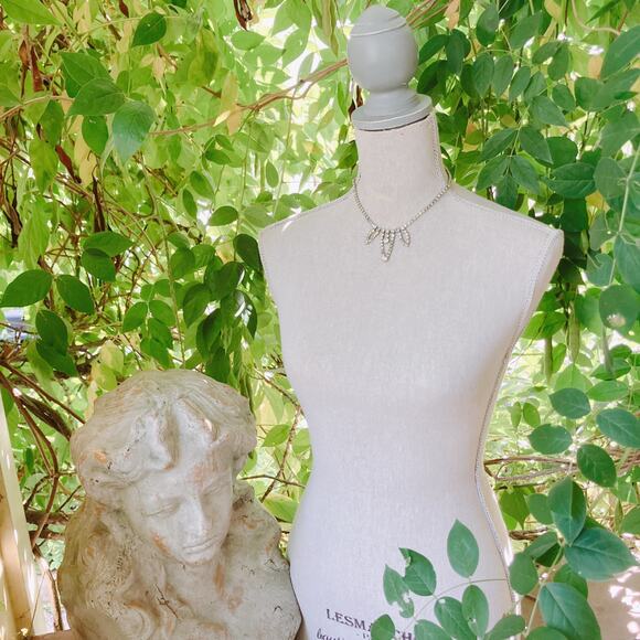 VTG Signed Carol Deb 1950s Cocktail Rhinestone Bib Necklace Silver Tone Elegant - Picture 5 of 15